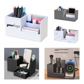 Custom Imprinted Leather Office Pen Holder