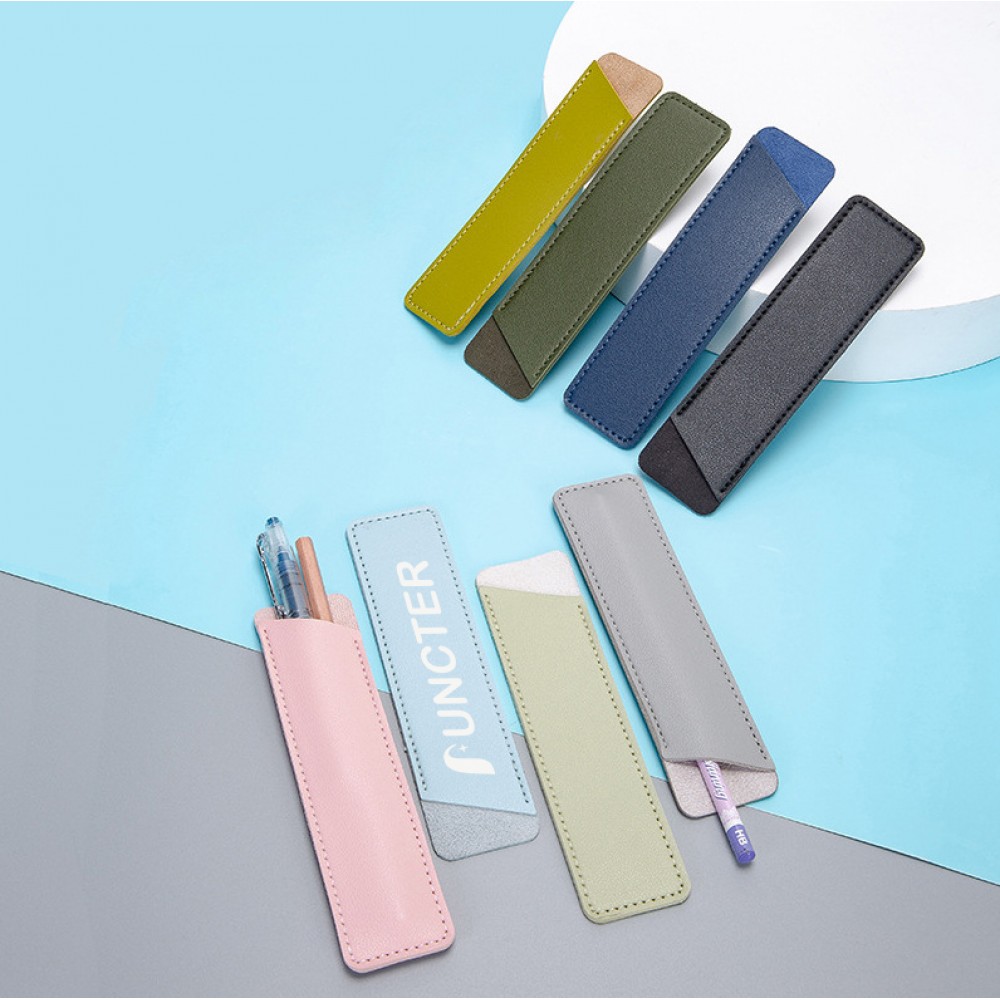 Slim PU Leather Pencil Case - Minimalist Portable Pen Pouch For School, Office & Travel Custom Printed