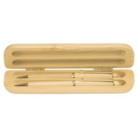 Custom Imprinted Maple Wooden 2 Pen Case (6 3/4"x2 1/8")