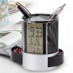 Custom Imprinted Customized Creative Electronic Pen Holder with Clock