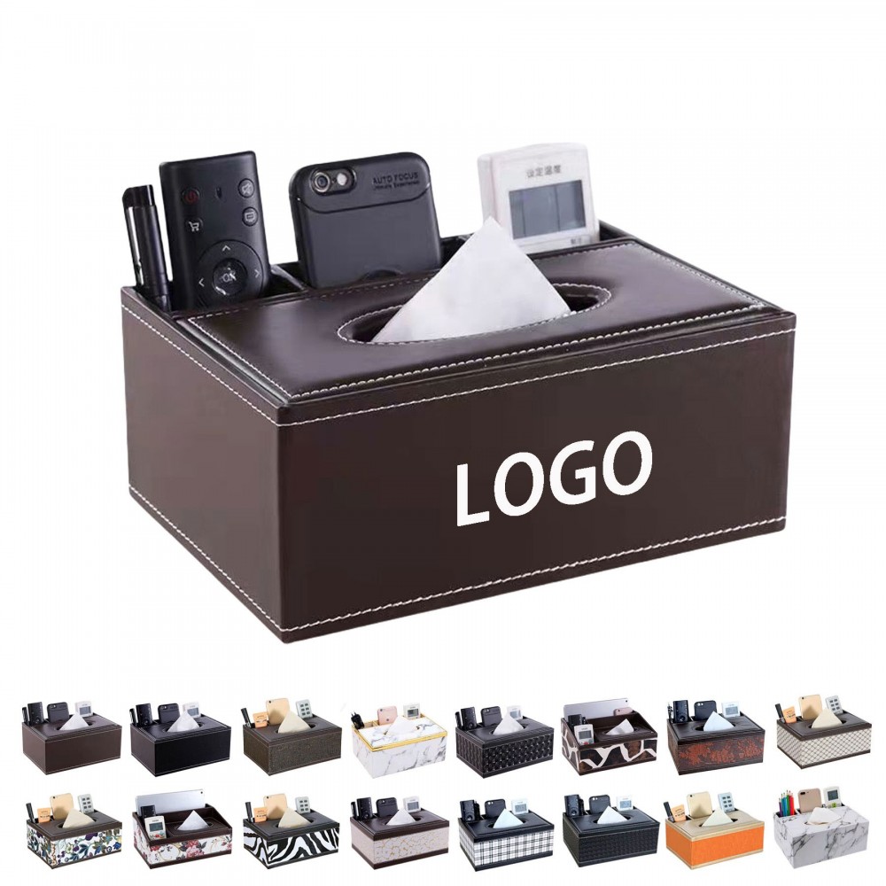 PU Leather Tissue Box Holder Logo Branded