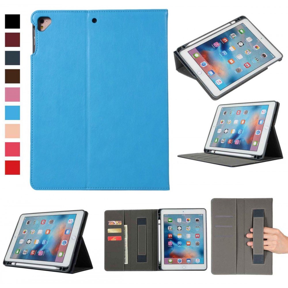 iBank(R) iPad 9.7" Leatherette Case with Pencil Holder (Blue) Custom Printed iBank(R) iPad 9.7" Leatherette Case with Pencil Holder (Blue) Custom Printed