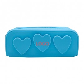 Silicone Zipper Storage Pouch with Heart Accent Logo Branded
