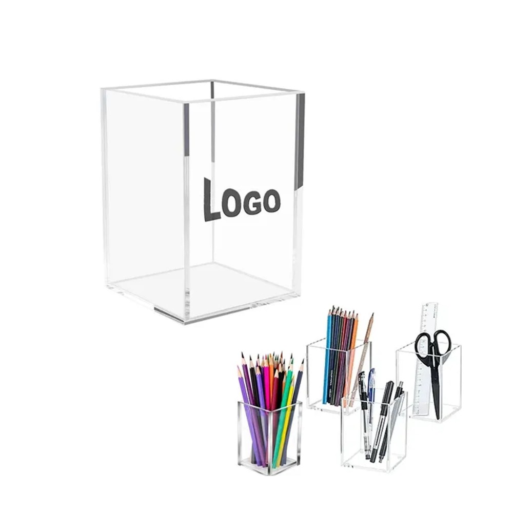 Cartoon-Style Clear Acrylic Pen Holder Custom Imprinted