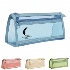 Large-Capacity Transparent Mesh Pencil Case Custom Imprinted
