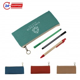 Custom Imprinted Pure Color Zip Cotton Pen Case  Custom Imprinted Pure Color Zip Cotton Pen Case