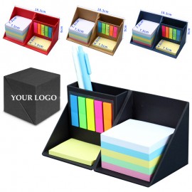 Cube Shape Sticky Note Pad Pen Holder Set with Logo