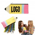 Portable Pencil Shaped Cute Pencil Case With Zipper Logo Branded