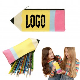 Portable Pencil Shaped Cute Pencil Case With Zipper Logo Branded