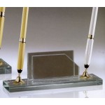 Jade Glass Pen Set & Business Card Holder w/ 2 Gold Pens & Funnel Custom Printed