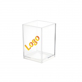 Logo Branded Clear Acrylic Single Compartment Holder - Versatile Desk & Vanity Organizer