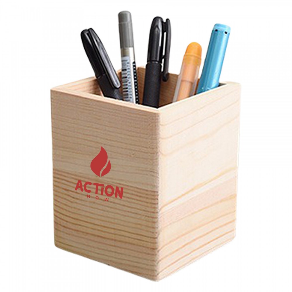 Wooden Pen Holder Logo Branded Wooden Pen Holder Logo Branded