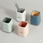 Logo Branded Two Tone Desktop Pen Holder Simple Stationery Organizer