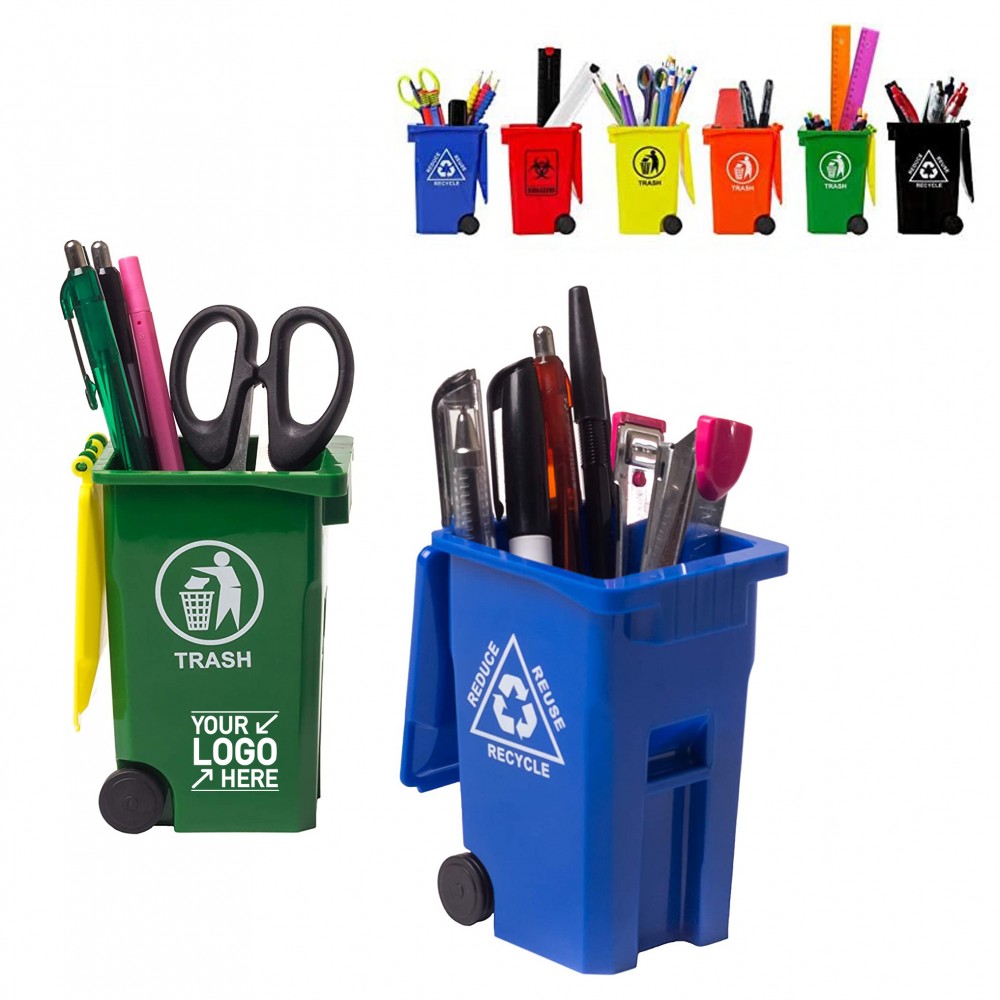 Logo Branded Mini Curbside Garbage Can Pen Holder