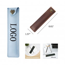 Logo Branded Authentic Leather Pencil Pouch