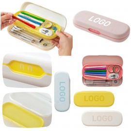 Portable Plastic Double-Layer Pencil Case Logo Branded