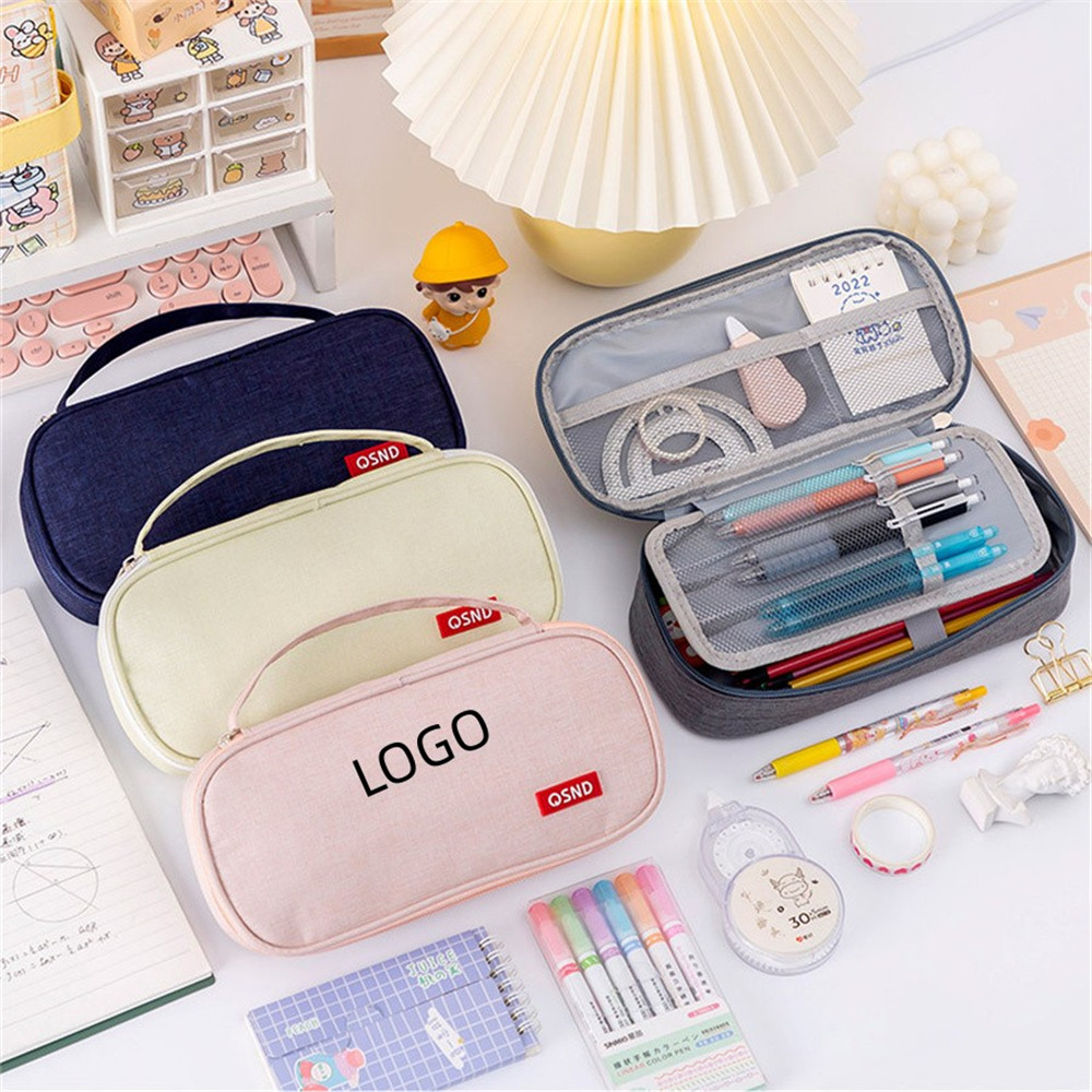 Logo Branded Portable Large Capacity Double Pencil Case