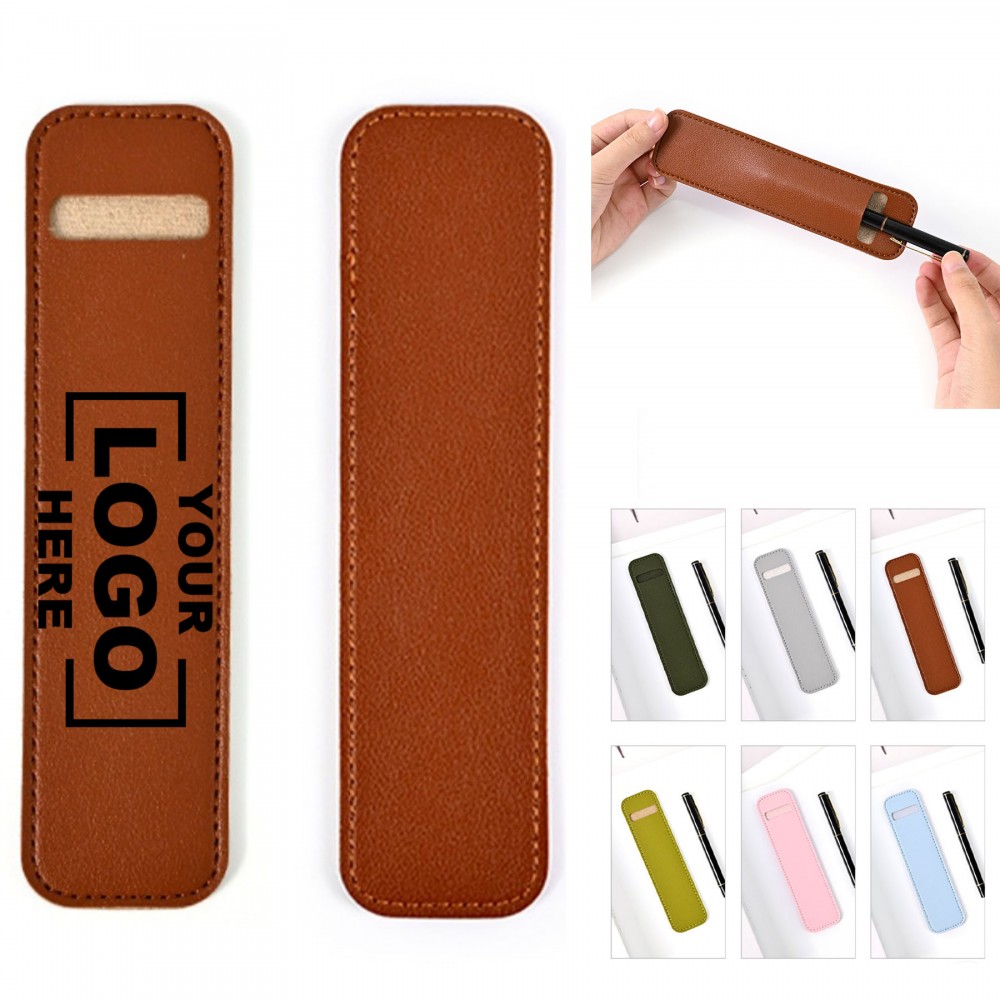 Logo Branded PU Leather Pencil Case for Stationery Storage