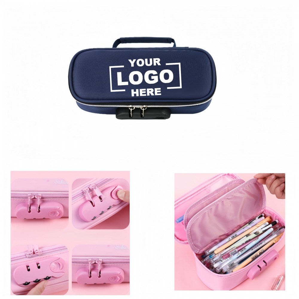Pencil Case with Lock for Boys and Girls Organizer Pen Box for Kids Teens Adults Students Custom Imprinted