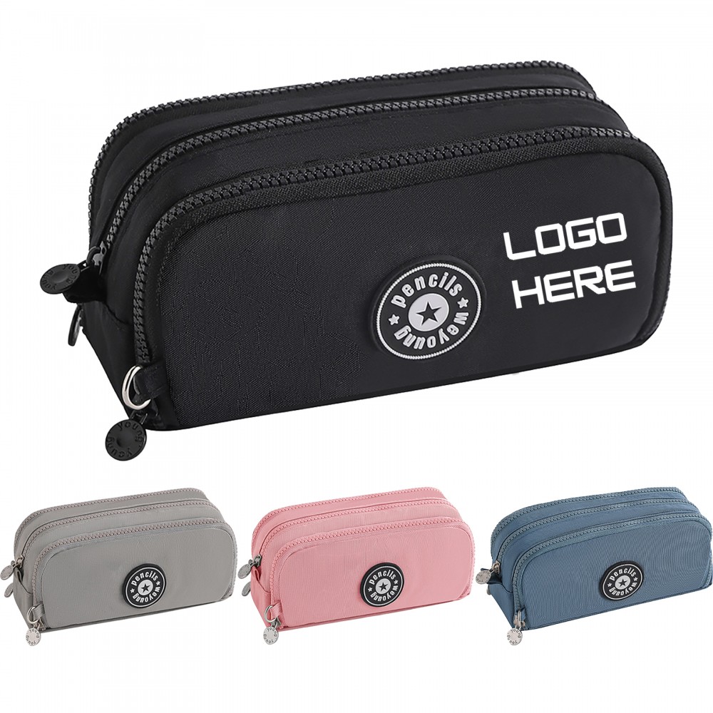 Custom Imprinted Triple-Layer Large Capacity Multifunctional Pencil Case