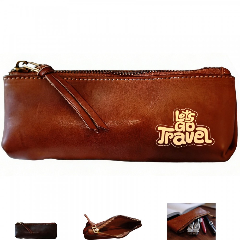 Premium PU Leather Pencil Case with Large Capacity Logo Branded