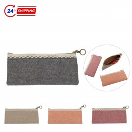 Custom Imprinted Simple Cotton Pen Case w/ Lace  Custom Imprinted Simple Cotton Pen Case w/ Lace