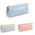 Custom Printed Pu Leather Large Capacity Zippered Pen Cases