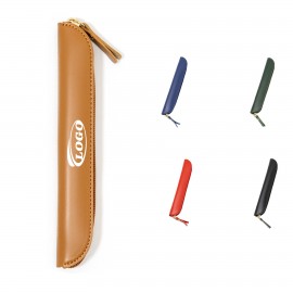 Leather Zipper Pen Case Logo Branded