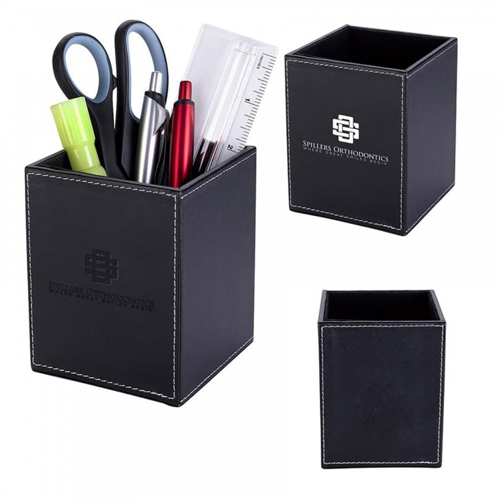 PU Executive Pen & Pencil Holder Organizer Custom Printed