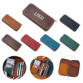 Custom Printed Premium Cowhide Pencil Storage Pouch