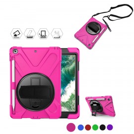 iBank(R)2018/2017 iPad 9.7" Case with Hand Strap + Pencil Holder (Pink) Custom Imprinted