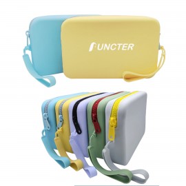 Silicone Zipper Bag Multi Purpose Soft Organizer Bag Portable Makeup Bag with Logo