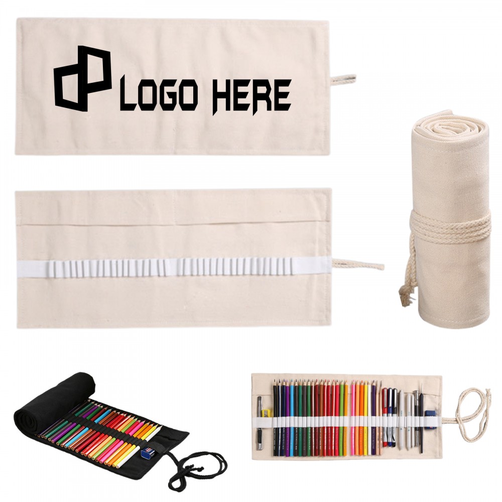 Canvas Rolled Storage Pencil Case Logo Branded