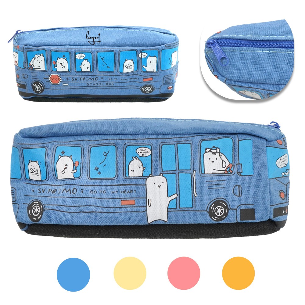 Logo Branded Children's Cartoon Bus Pencil Case
