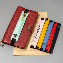 Elastic Strap Pen Holder - PU Leather Single Pen Pouch for Notebooks & Planners Custom Imprinted