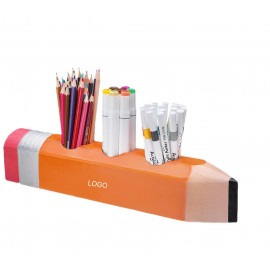 Wooden Pencil Shaped Pen Holder Desktop Stationery Storage Cup Logo Branded