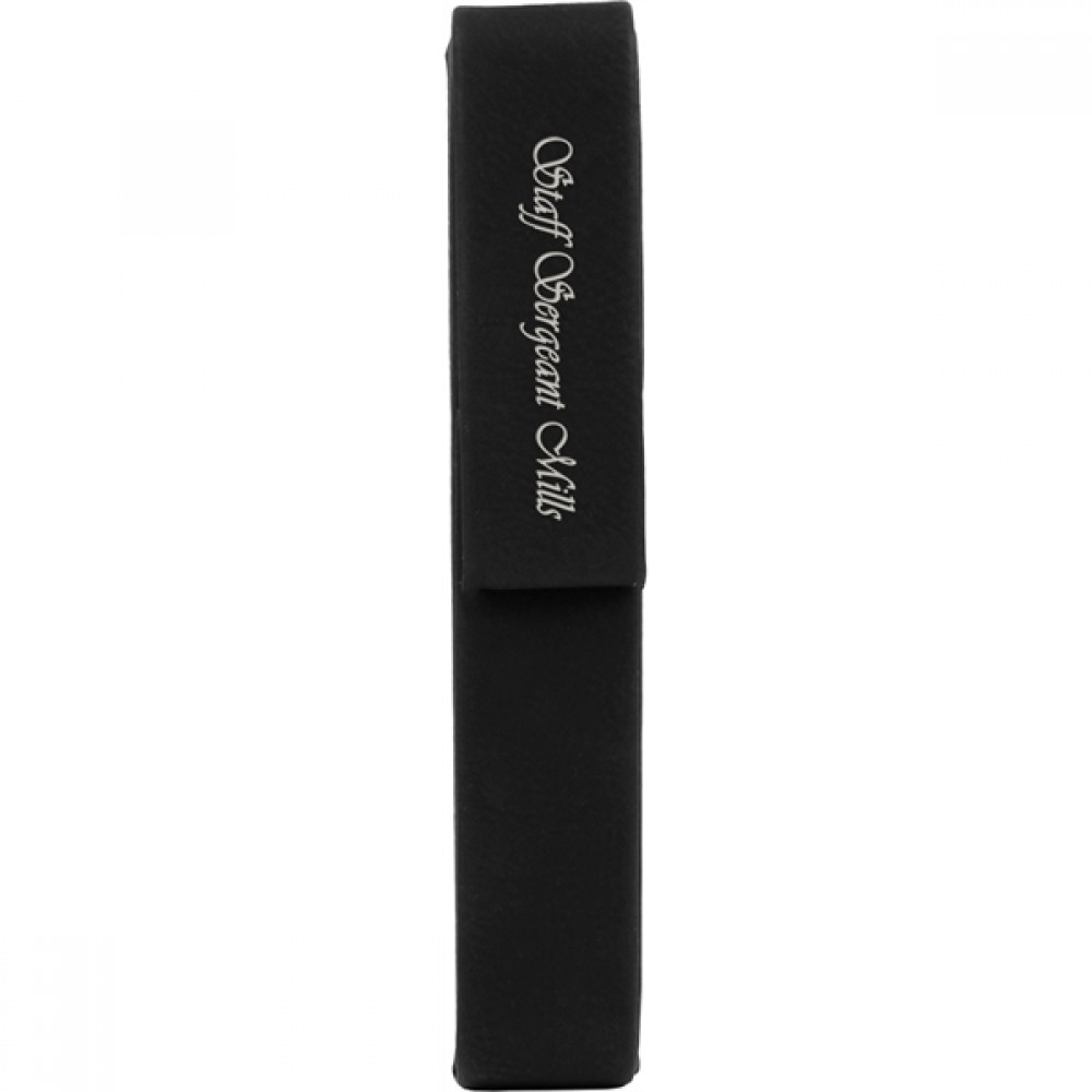 Black/Gray Leatherette Single Pen Case Custom Imprinted