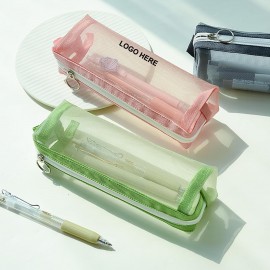 Nylon Mesh Zippered Pencil Case with Logo