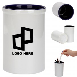 Ceramic Cylindrical Desk Pencil Holder Logo Branded