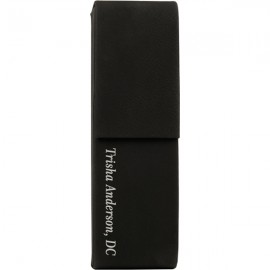 Custom Imprinted Black/Gray Leatherette Double Pen Case