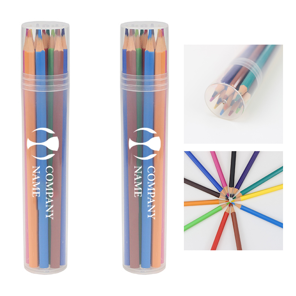 Logo Branded Clear Pencil Case w/ Colorful Pencils