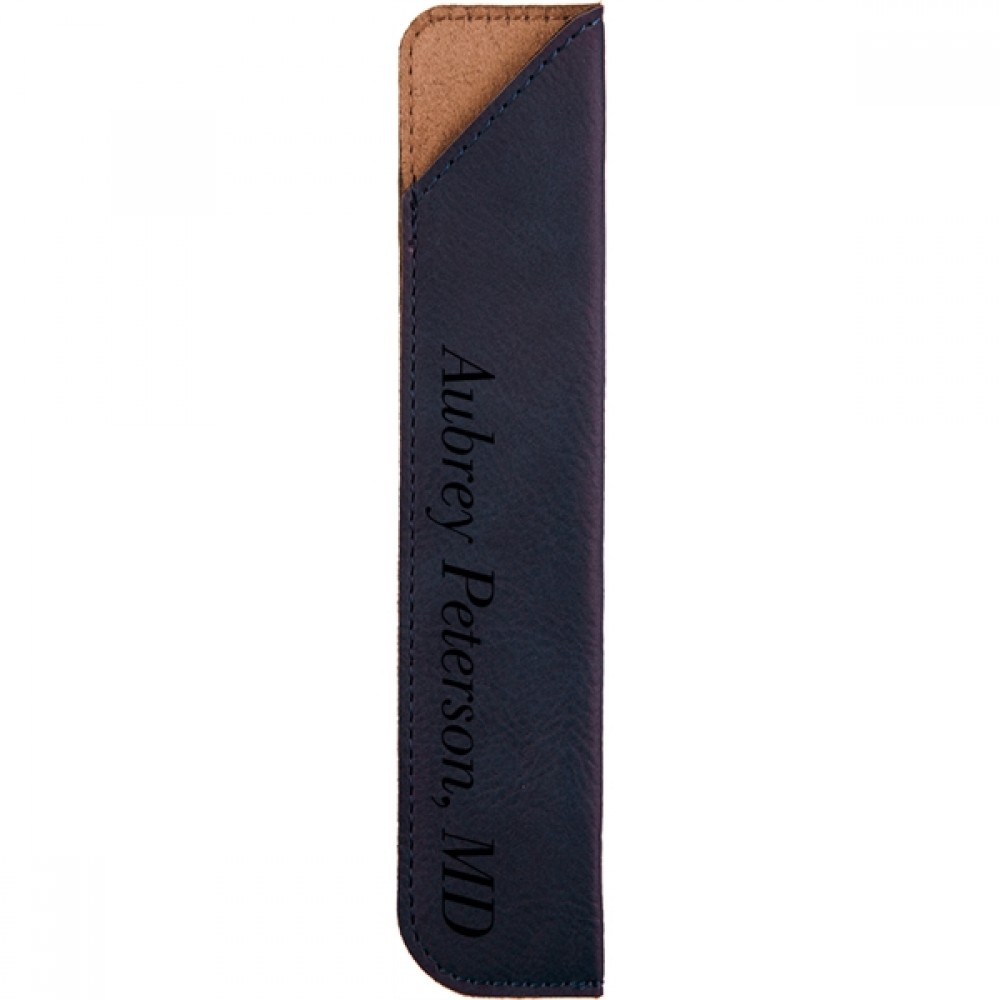 Blue/Black Leatherette Pen Sleeve Logo Branded
