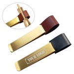 Logo Branded Leather Pen Loop With Metal Clip