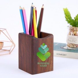 Premium Walnut Pencil Holder with Logo
