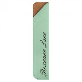 Teal Green/Black Leatherette Pen Sleeve Custom Imprinted