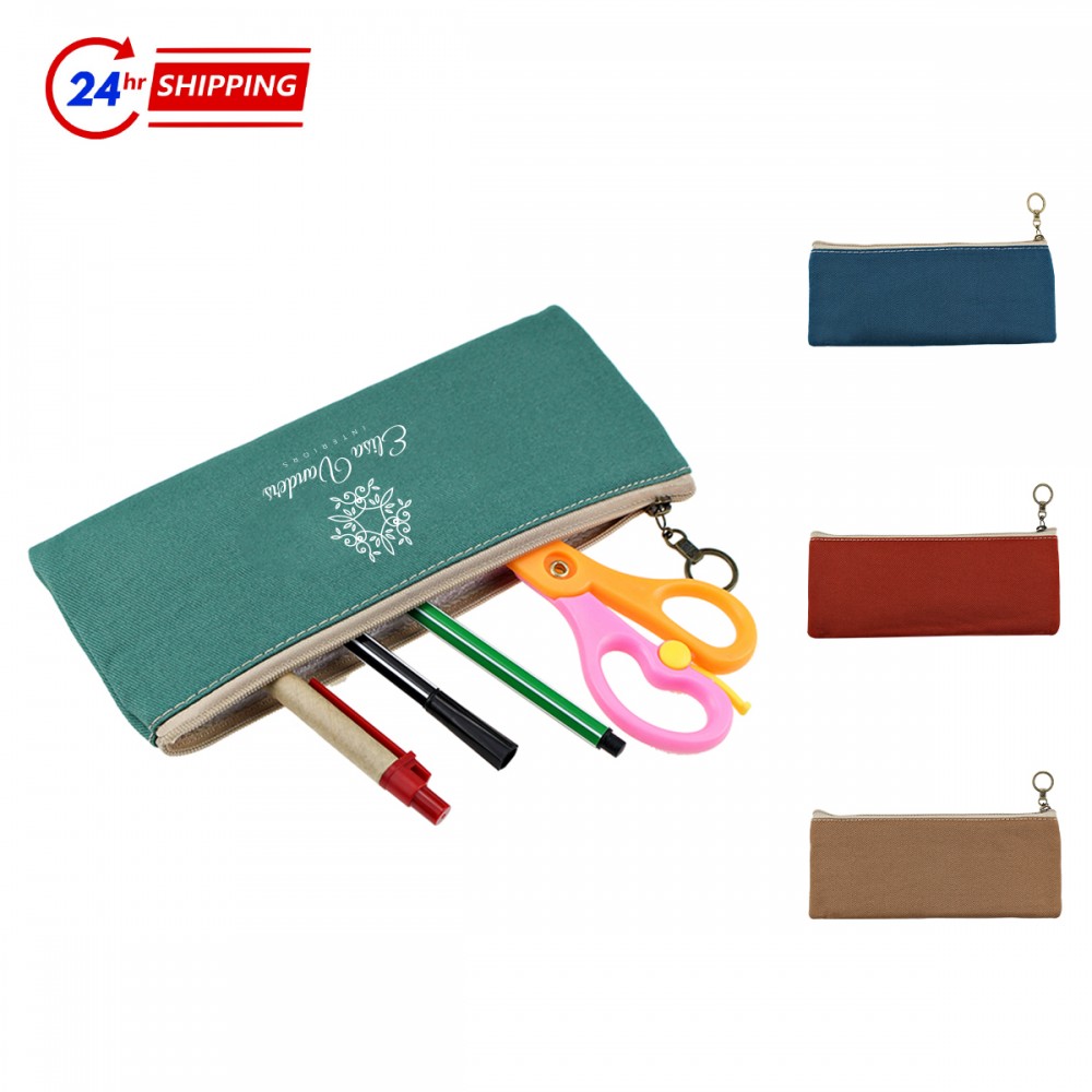 Pure Color Zip Cotton Pen Case (Economy Shipping) Custom Printed