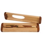 Wooden Maple/Rosewood Pen Case (6 1/2"x1 7/8") Logo Branded
