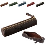 Retro Crazy Horse Leather Pencil Case Custom Imprinted