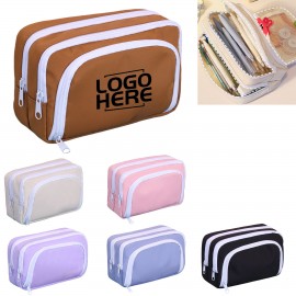 Logo Branded Cute Pencil Case With 3 Compartments For Stationery Storage