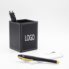 Logo Branded Square Leather Pen Holder